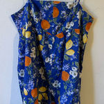 Anthropologie Corey Lynn Calter Blue Citrus Floral Smocked Romper XL Photo 0