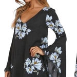 Free People  Wanderer Floral Boho Bell Sleeve Tunic Dress Womens Size Small Photo 0