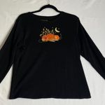 Womens Large 12/14 Fall‎ Pumpkin Halloween Embroidered Top Shirt Long Sleeve Photo 0