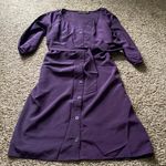 The Limited Womens  Dark Purple Button-Down Lined Dress w/Belt Liteweight size Xs Photo 0