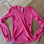 Michael Stars  Coral V-Neck Long Sleeve Shirt Photo 0