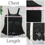 Crochet Tank Top Open Knit Black Cami Sheer Cut Photo 10