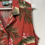 Bahama Beach Size 14 Shirt Dress Red Floral Print Button Up Sleeveless Women’s Photo 3