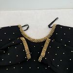 ET AL ,Woman 100 Wool Gold bead, studded vintage formal dress Size 10 Black Photo 7