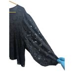 Cable & Gauge Black Lace Overlay Blouse Women L Balloon Sleeve Sheer Elegant Top Photo 2