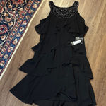 Slny NWT  Elegant Black Sleeveless Dress Cascading Layers Formal Cocktail Photo 0