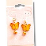 Hypoallergenic Goldtone Patriotic Red White Blue Butterfly Pierced Earrings Flag Photo 1