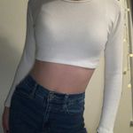 Adika  Waffle Knit White Long Sleeve Crop Top Photo 0