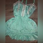 Vintage Nan Flower Green Mini Slip Dress Small Photo 4