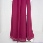 Azazie  burgundy‎ bridesmaid chiffon dress with side slit, size A10 Photo 9