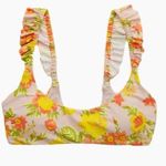 Aerie New  Women's Sz L/XL Scoop Bikini Top Floral Tropical Ruffle Strap Swim Photo 0