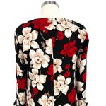 CeCe Floral Long Sleeve Shift Dress Bell Cuff Sleeve Black Red White Size 6 Photo 5
