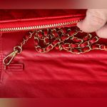 Badgley Mischka quilted red handbag with gold accents Photo 4