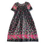 Anthony Richards Nightgown Womens 1X Black Red Floral MuuMuu House Gown Caftan Photo 1