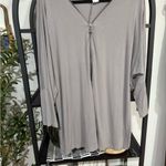 Venus  Long Sleeve Top in Elegant Gray plus size 1x with zipper design Photo 3