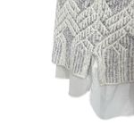 Lucky Brand womens sweater Size L Metallic Silver Stripe Open Knit Pullover Photo 2