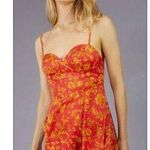 Urban Outfitters Orion Bustier Mini Dress Red Gold Floral Women's size Large NWT Photo 0