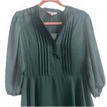 Nanette Lepore  Festive Green Chiffon Dress Holiday Party Pleated Front Photo 1