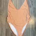 Nasty Gal Ribbed Peach One-Piece Swimsuit Size Small Photo 0