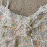 Multicolor Lace Striped Women's Top White Size M Photo 3