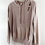 Roan + Ryan Corinne Shoulder Cut Out Hoodie Sweater Sweatshirt Tan Beige XS Photo 9