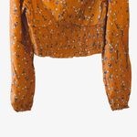 Elodie  Womens Crop Top Orange Rust Floral Long Sleeve faux Button Front SZ L Photo 3