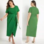 Eloquii NEW green cotton knit Wrap Skirt tie waist midi Dress, 16 Photo 2