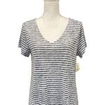 Aeropostale Striped Raw Edge V-Neck Loose Top Navy Blue Small Photo 0