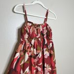 A New Day Babydoll Smocked Dress Modi's Floral Lagenlook Red Thin Spaghetti Strap Beach Photo 4