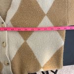 Lucy Paris  Argyle Cardigan Sweater Tan Cream Button Front‎ XS Photo 3