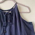 AQUA  cold shoulder satin silky BLOUSE TOP blue SMALL long sleeve Photo 11