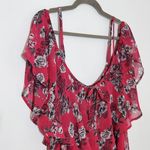 Torrid  Pink Floral Blouse with Ruffle Neckline and Shoulder Cut Outs Size 2X Photo 3