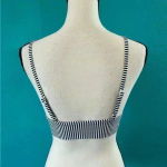 Aerie New with tags  black and white striped bikini top in size medium Photo 2