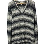 Michael Kors MICHAEL Black & White Stripe V-Neck Knit Pullover Sweater L Photo 0