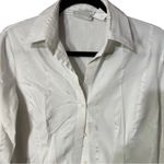 Worthington Women’s White Pinstripe Stretch Long Sleeve Dress Shirt Sz 6 Photo 3