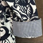 CHAPS Womens No Iron Blue White Print Long Sleeve Cotton Blouse Large Floral Photo 4