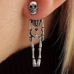 Unique Detachable Realistic Human Skull Skeleton Earrings For Women, Perfect For Silver Photo 0