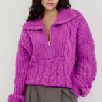 For Love & Lemons NWT Women's Purple and Pink Jumper Sweater Zip Size Small S Photo 0