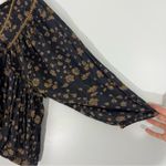 Free People  Never a Dull Moment Boho Black & Gold Floral Peasant Blouse Photo 5