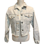 Billabong Women's Coastlines Denim Jacket Size Large Crop Raw Hem Photo 0