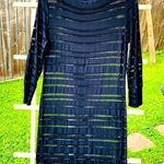 Calvin Rucker Womens Long Sleeve Scoop Neck Knit Shirt Dress Black Mesh Small Photo 0