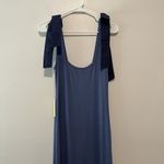 Summersalt ‎ NWT Poplin Ribbed Tie Shoulder Blue Maxi Dress Size Large Photo 6