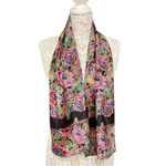 Lot of 2 Vintage Silk Floral Scarves Pink & Red Boho Floral Botanical Prints Photo 4