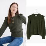 Madewell Hollydene Ruffle-Shoulder merino wool blend Pullover Sweater size XS in Green Photo 2
