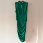 Amanda Uprichard Kimora Mini Dress in Dark Green Size XS Cut Out V-Neck Ruched Photo 1