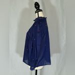 Farm Rio  Embroidered Beaded Flowers Blouse With Puff Sleeves Women’s Size Lg Photo 4