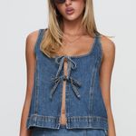 Princess Polly STEFENIE DENIM TIE TOP MID WASH Photo 1