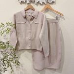 SIONI Cream 2 Pieces Knit Sweater Cardigan and Midi Skirt Set Size XS NWT Photo 2