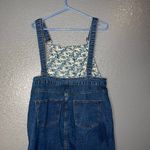 Women’s Denim Overall Dress Medium Button Front Jean Jumper Skirt Casual 34” White Photo 2