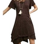 Anthropologie Dolan Left Coast Dress M Brown Melanie Knit Handkerchief Boho Chic Photo 0